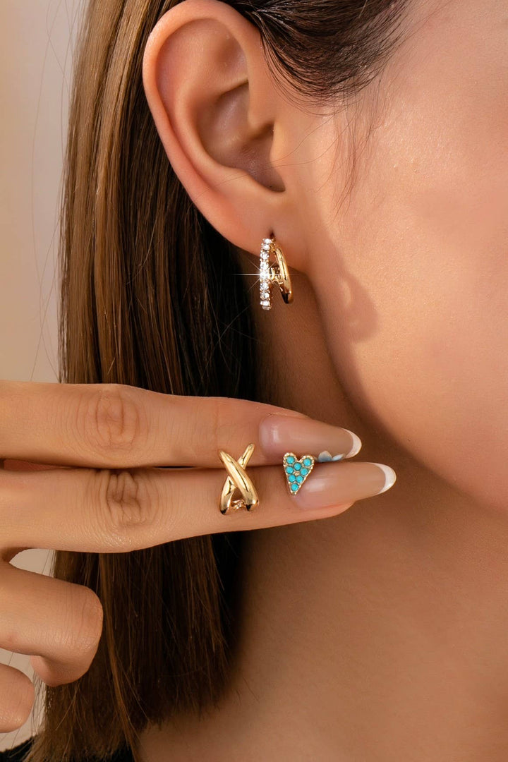 Turquoise & Crystal Earring Set
