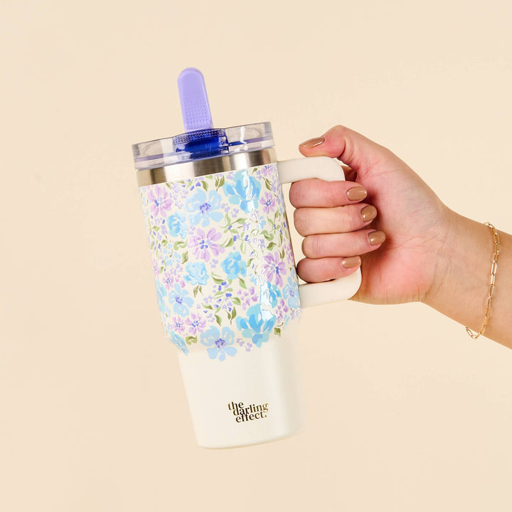 20 oz Flip Straw Tumbler-Secret Garden Blue