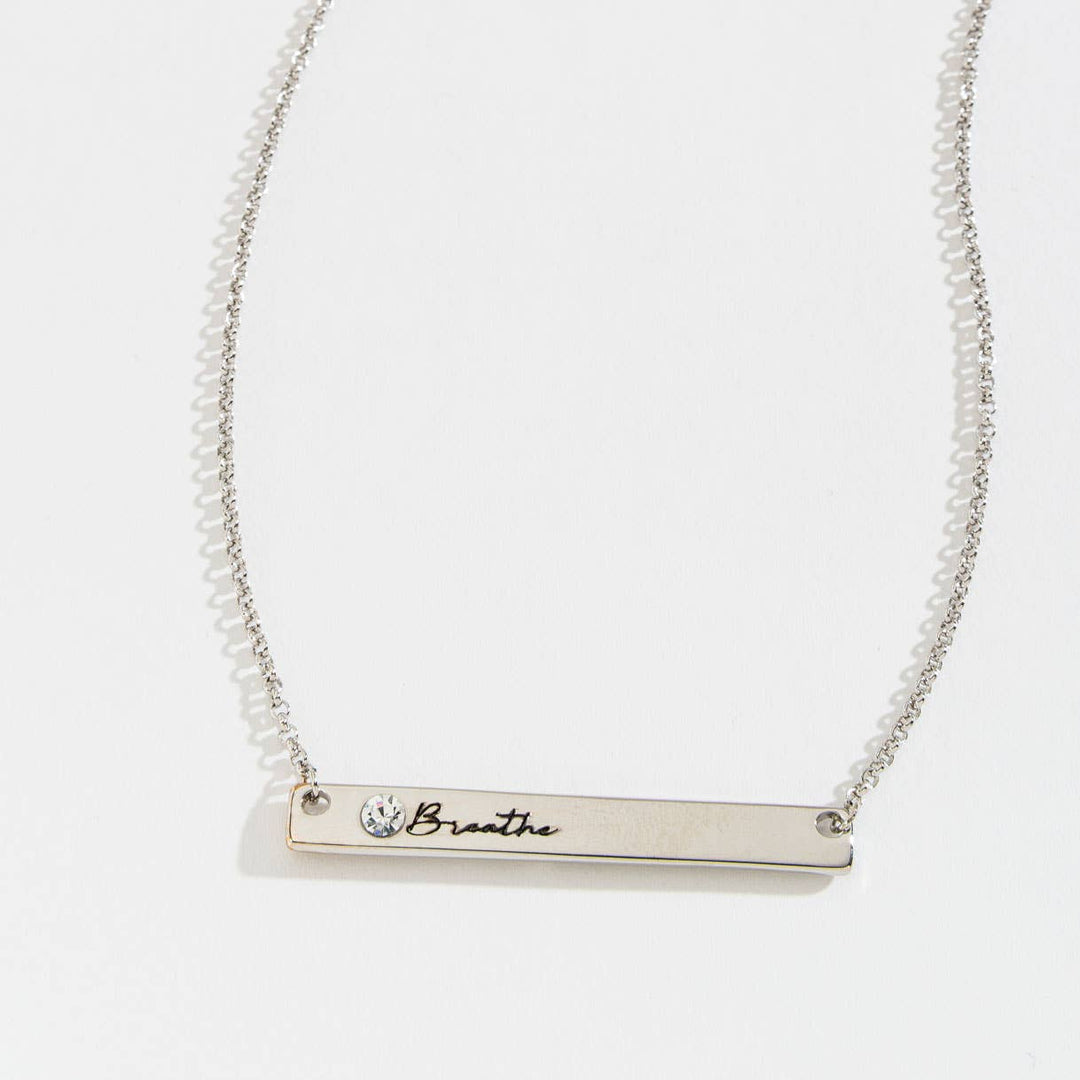 Breathe Inspirational Bar Necklace