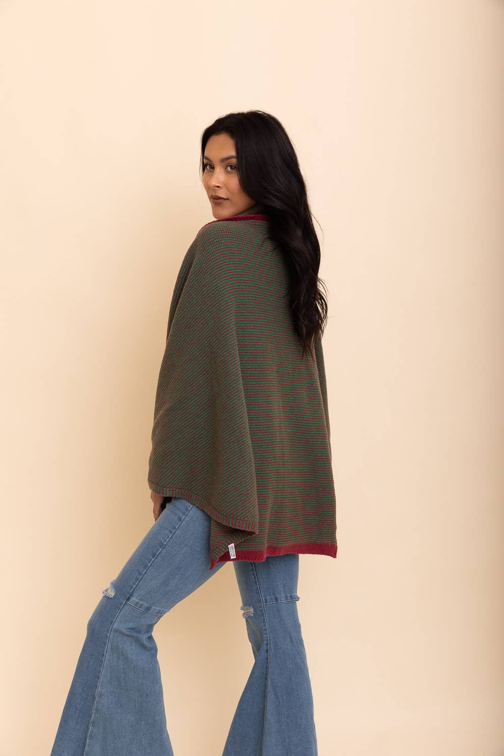 Cozy Contrast Collar Knit Wrap – Perfect for Fall Layering: Mocha