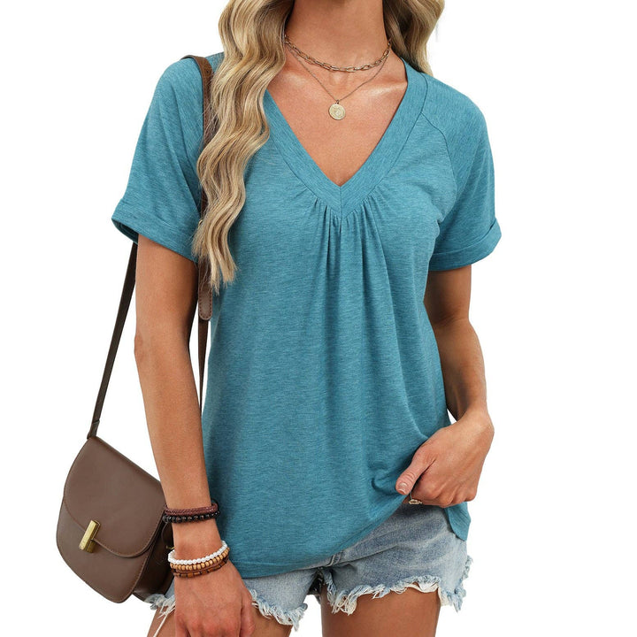 Pleated V Neck Tee