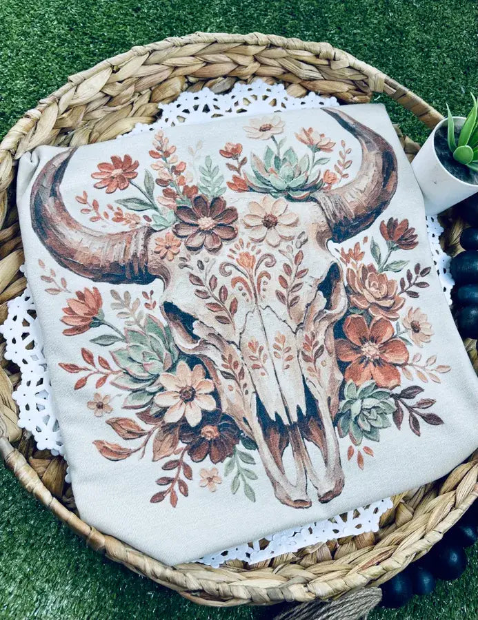 Bull Skull Floral Tee
