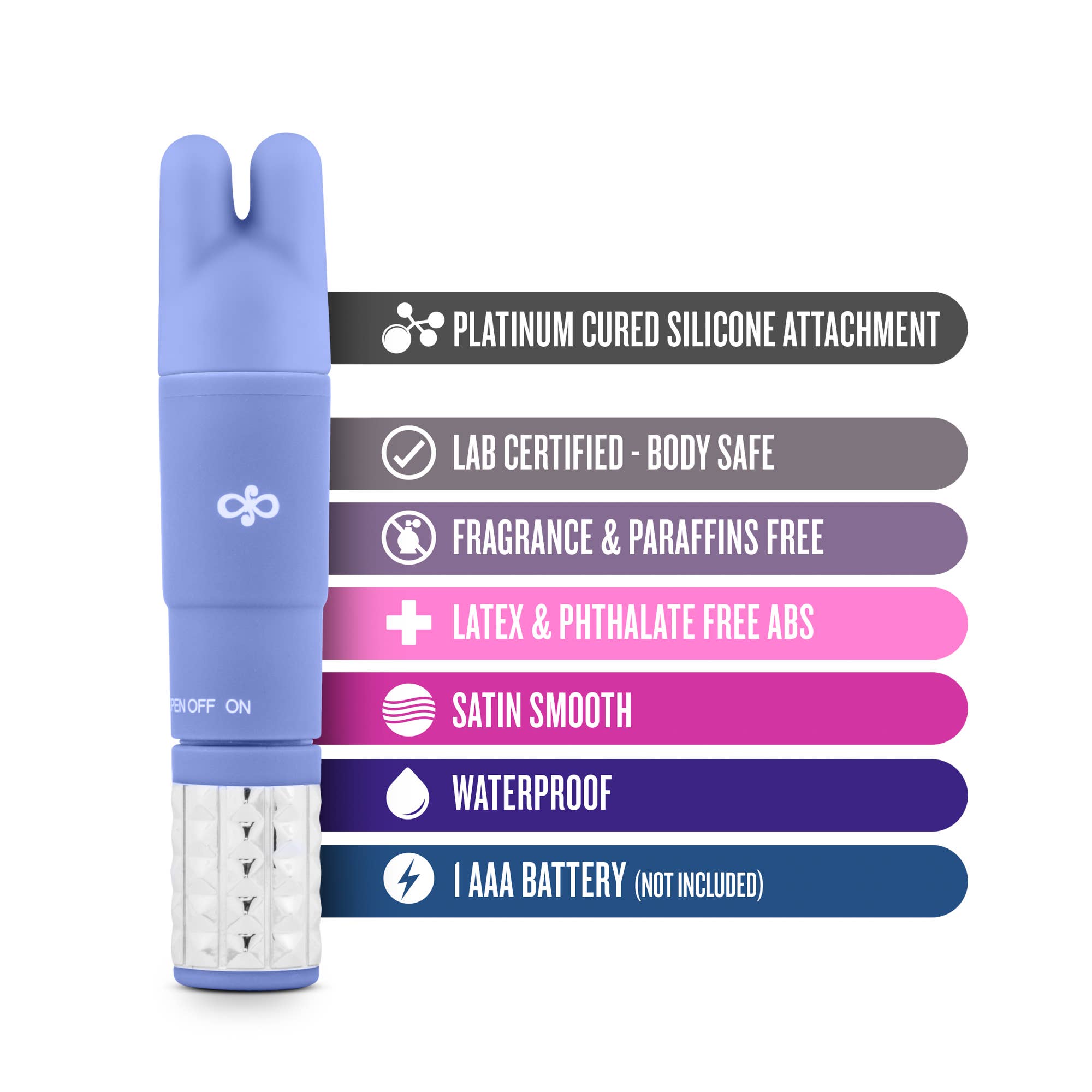 Rose Revitalize - 4" Silicone Mini Vibrator - 3 Attachments: Periwinkle