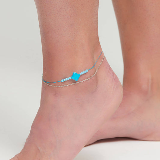 Beaded Sea Glass Anklet