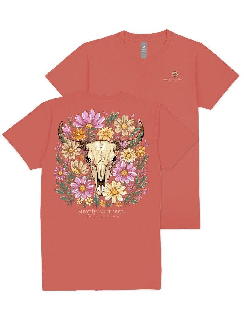 SS Floral Bull Skull Tee