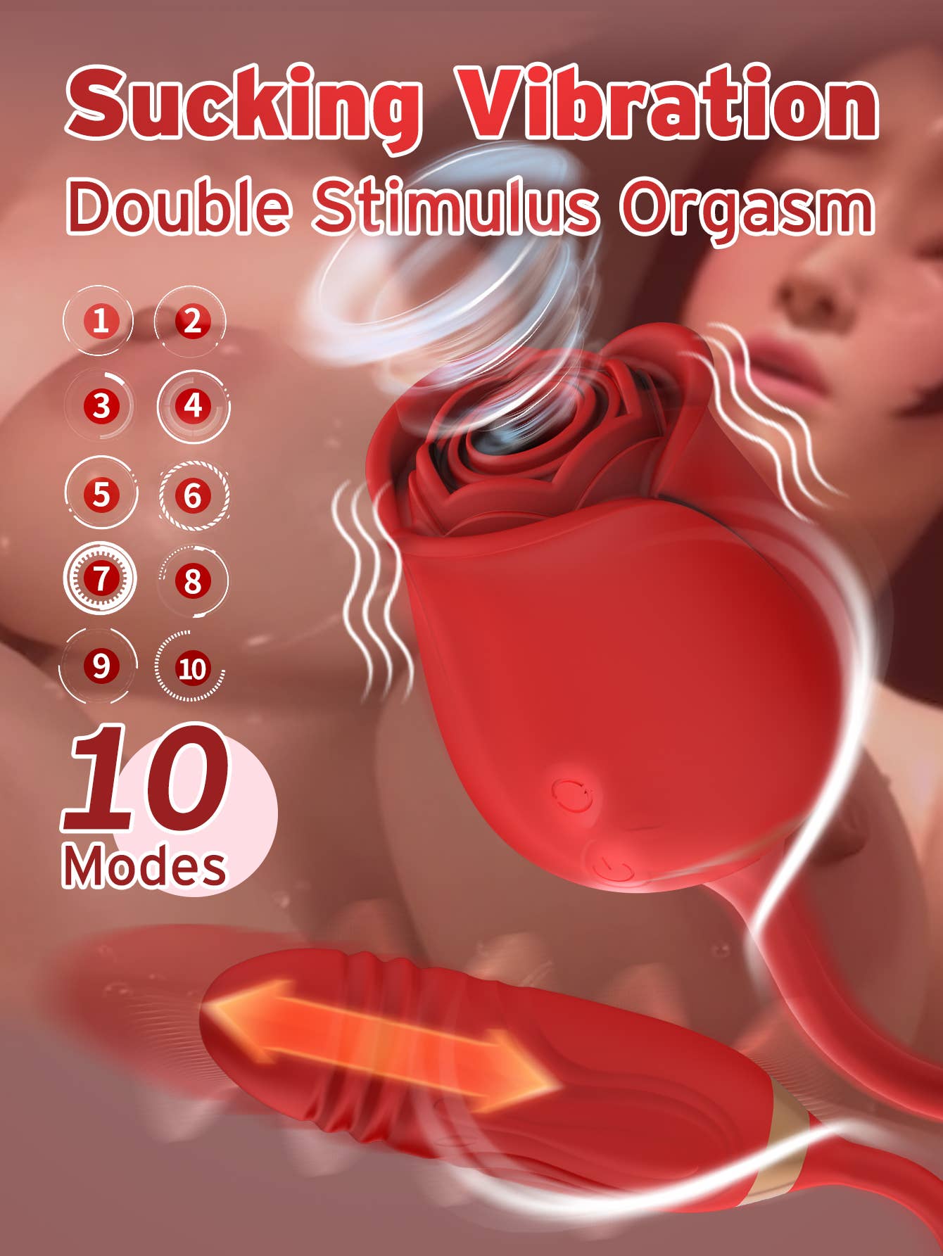 Rose Vibrator with Thrusting Bullet