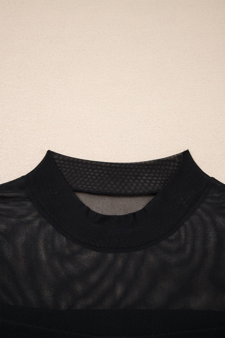Sheer Mock Neck T Shirt