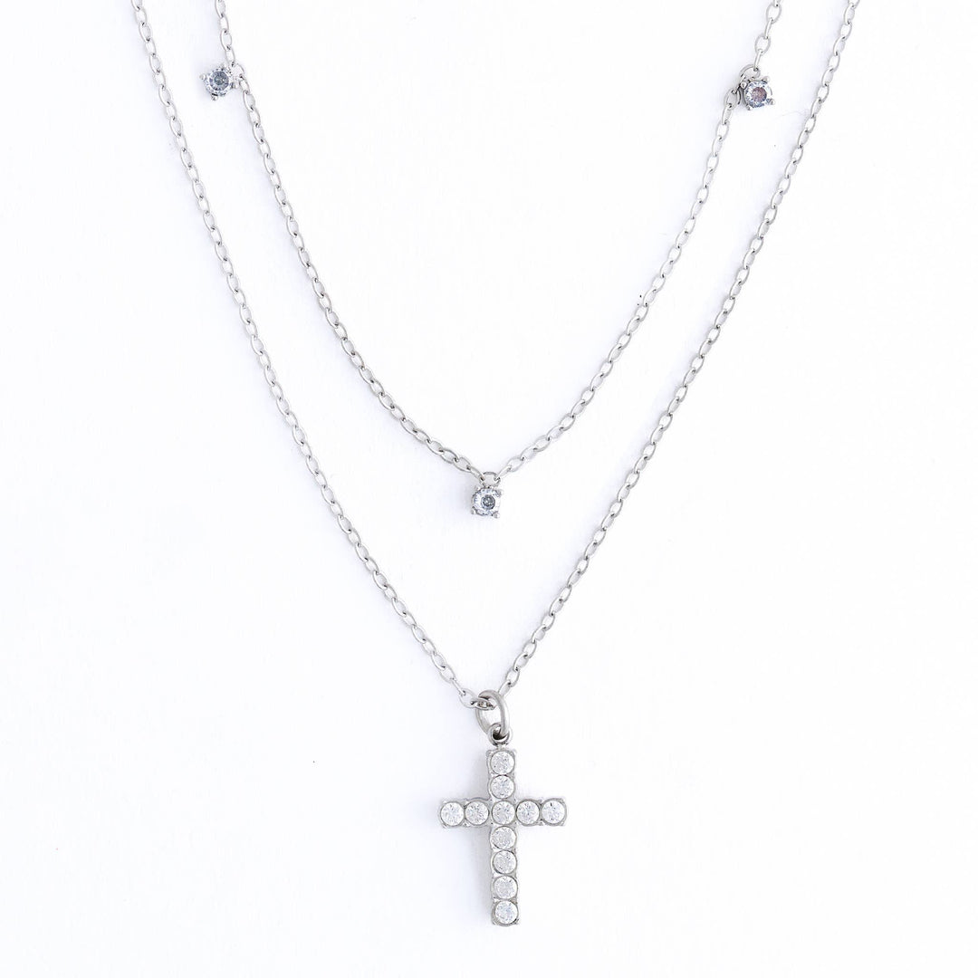 Waterproof Layered Cross Necklace