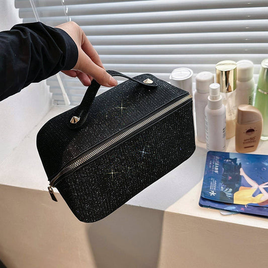 Black Glitter Cosmetic Bag