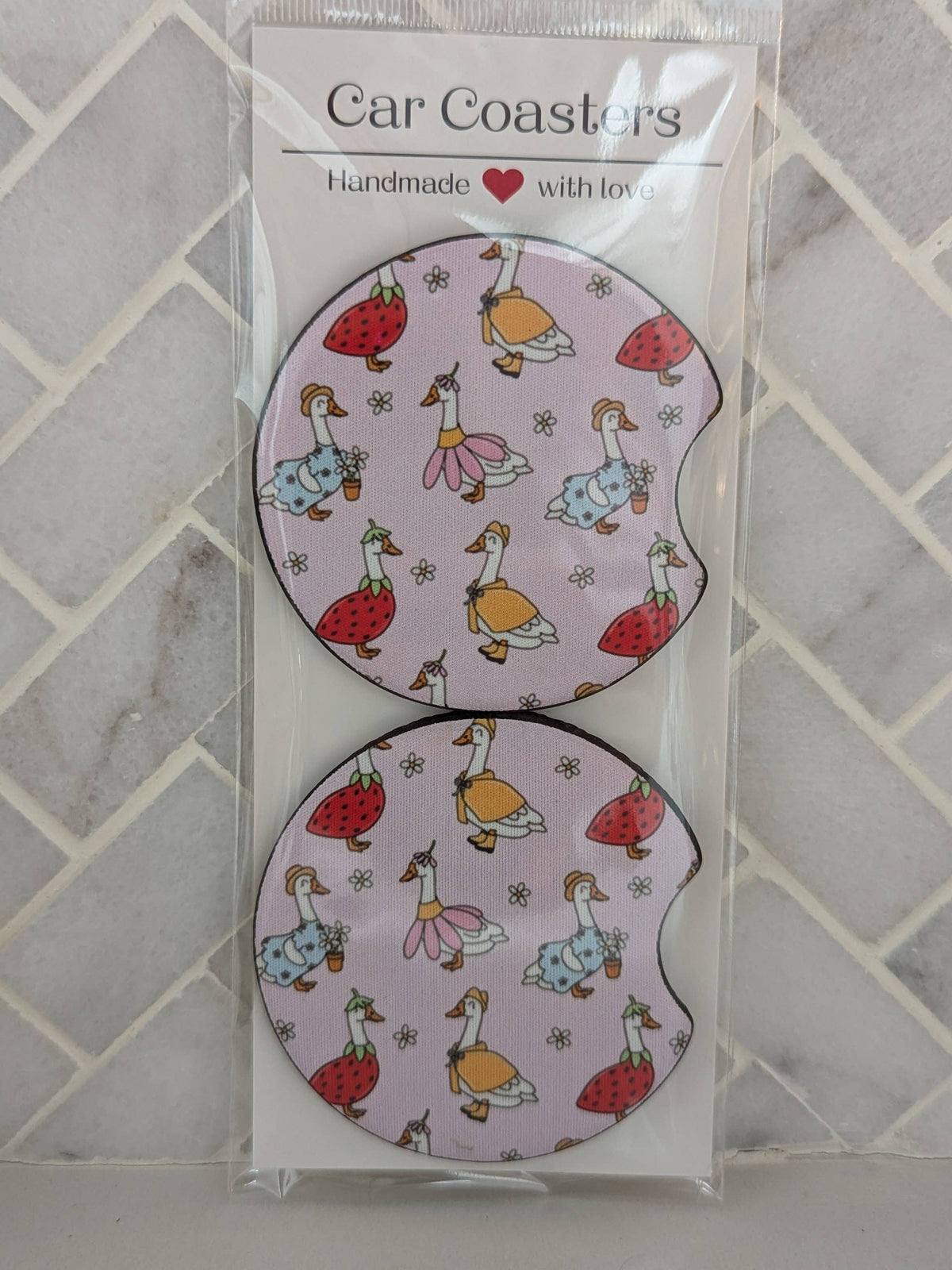 Silly Goose Car Coasters: Summer goose
