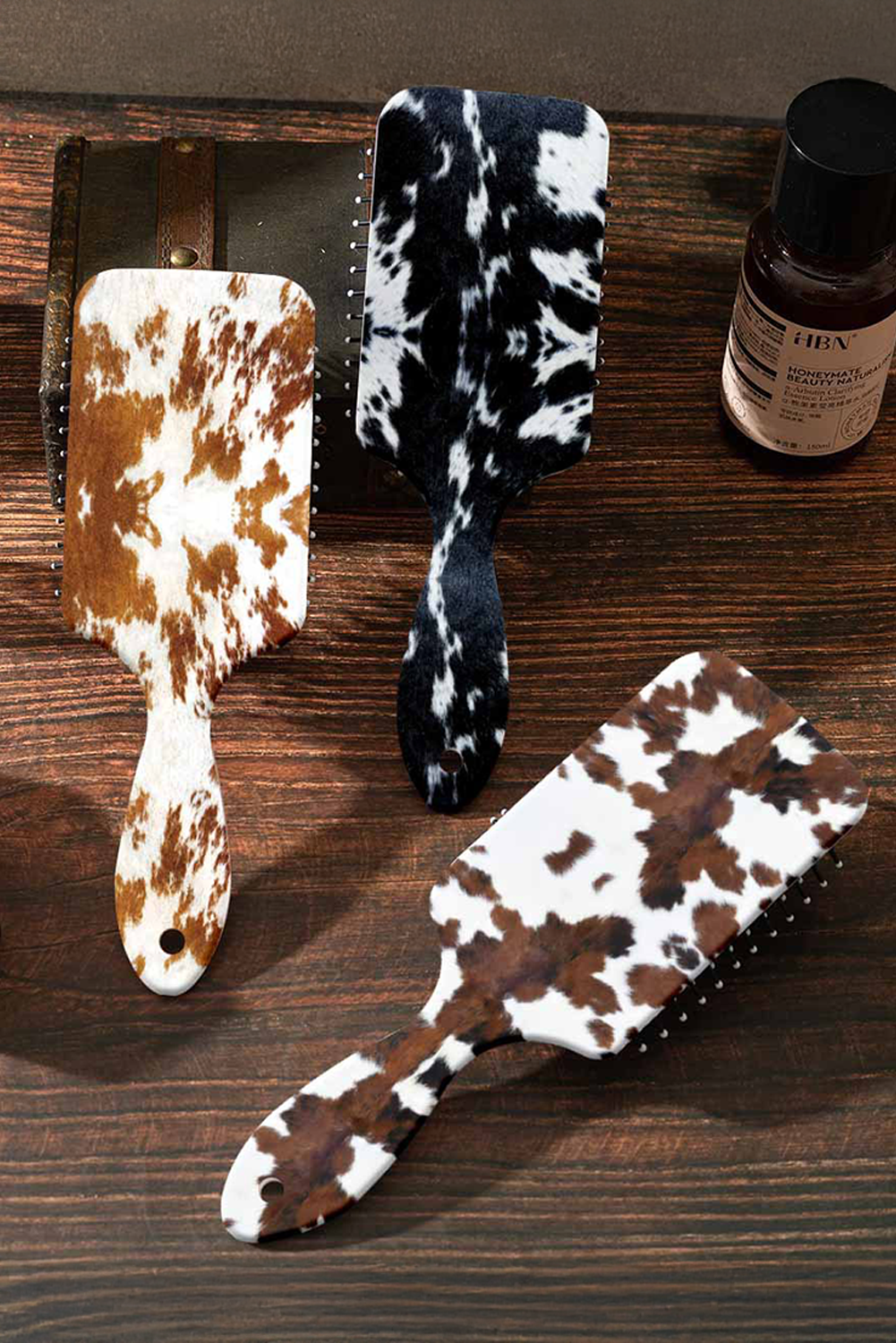 Cow Print Cushion Hairbrush