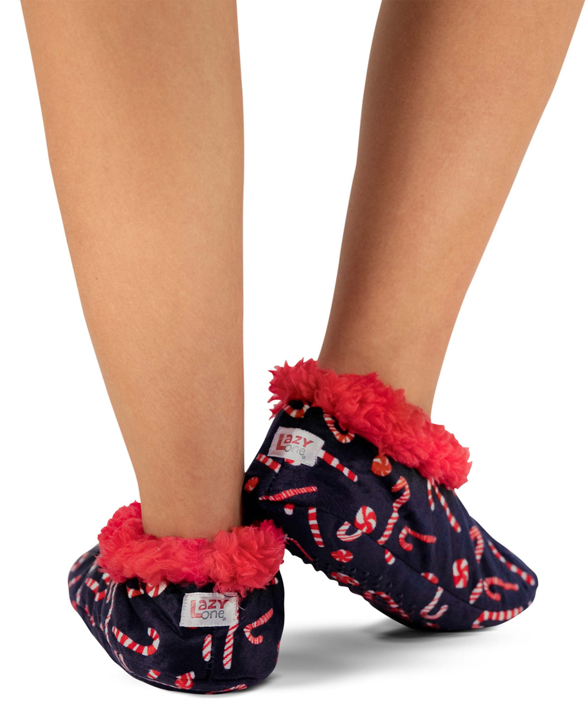 Plush Slipper Socks, Soft Slippers, Non-skid Candy Cane: S/M