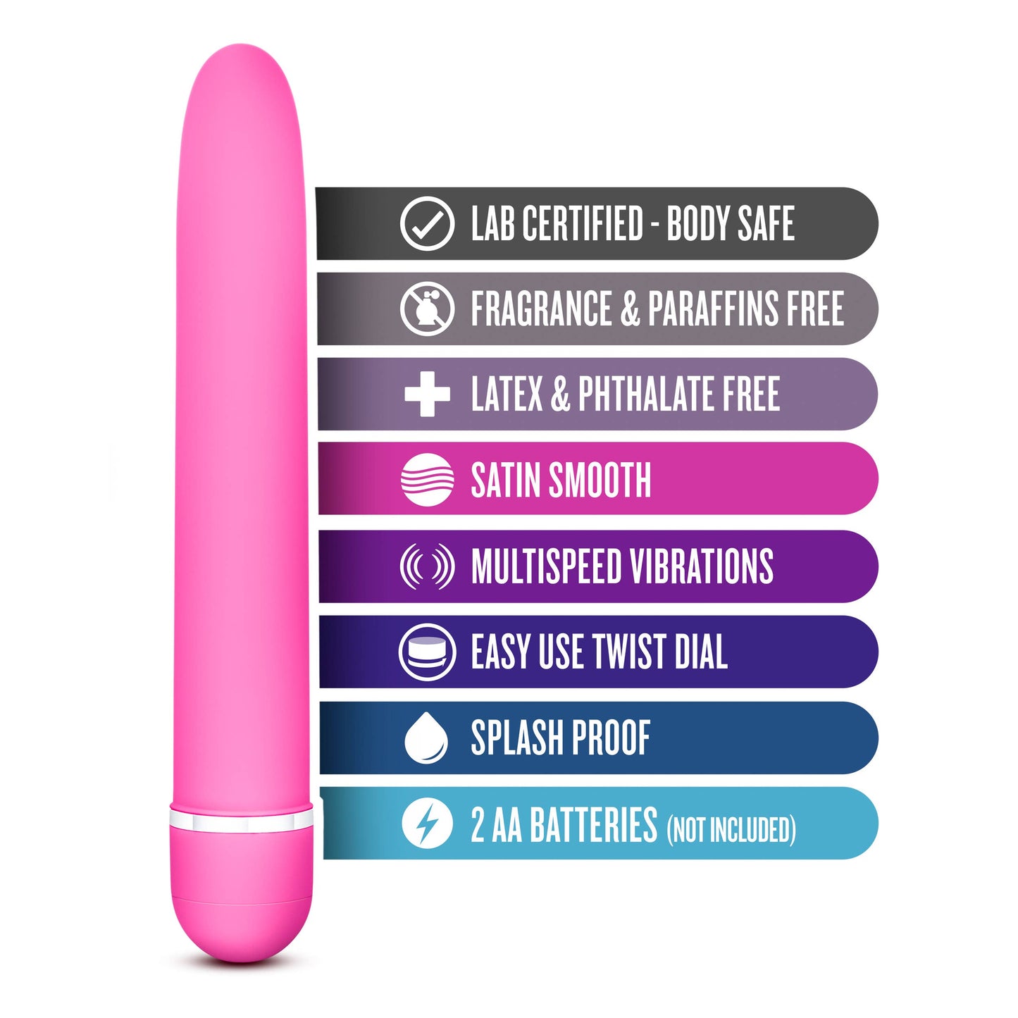 Rose - Luxuriate - Classic Elegant 7" Slim Vibrating Wand: Pink