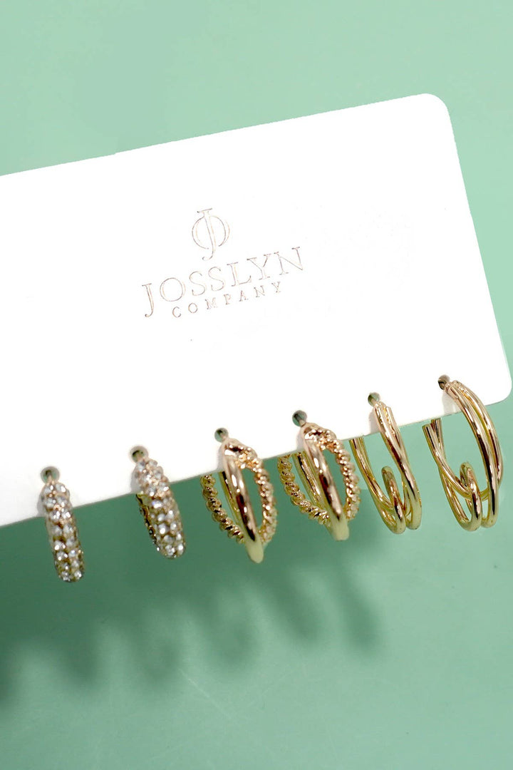 TRIO HUGGIE HOOP EARRINGS - GOLD