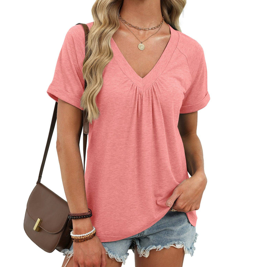 Pleated V Neck Tee