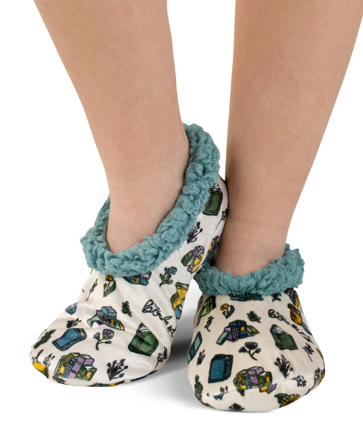 Plush Slipper Socks, Soft Slippers, Non-skid - Books: S/M