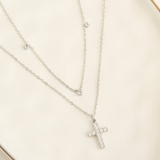 Waterproof Layered Cross Necklace