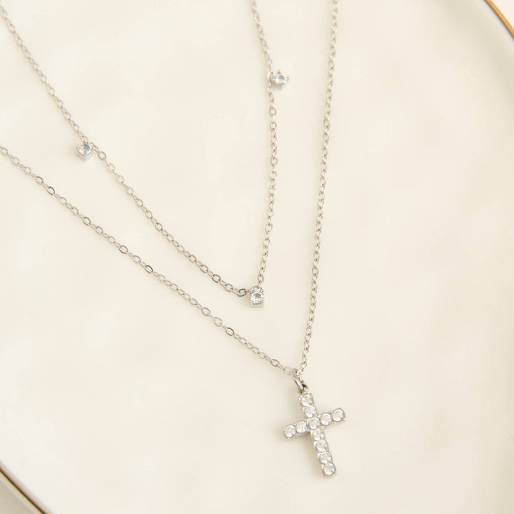 Waterproof Layered Cross Necklace