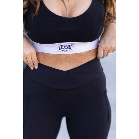 Black Crossover Leggings With Pockets