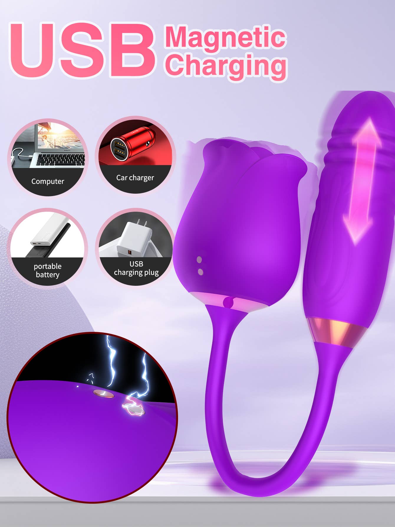 Rose Vibrator with Thrusting Bullet